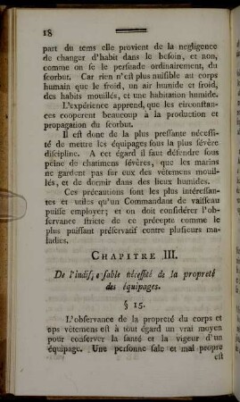 Chapitre III. De l'indipensable nécessité de la propreté des équipages.