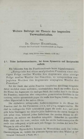 I. Weitere Beiträge zur Theorie der isogonalen Verwandtschaften.