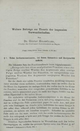 I. Weitere Beiträge zur Theorie der isogonalen Verwandtschaften.