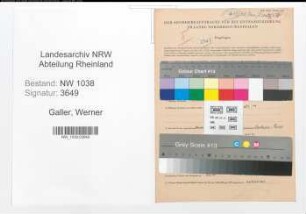 Entnazifizierung Werner Galler , geb. 11.09.1912 (Kaufmaennischer Angestellter)