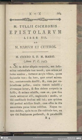 Epistolarum Liber VII. Ad M. Marium Et Ceteros