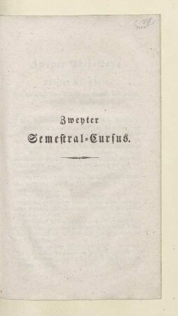 Zweyter Semestral-Cursus