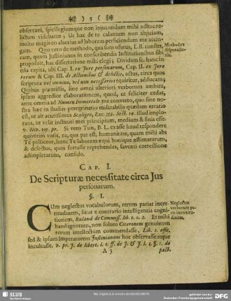 Cap. I. De Scripturae necessitate circa Jus personarum