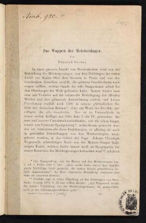 Das Wappen der Meistersänger