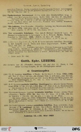 Gotth. Ephr. Lessing (Nr. 1266-1525)