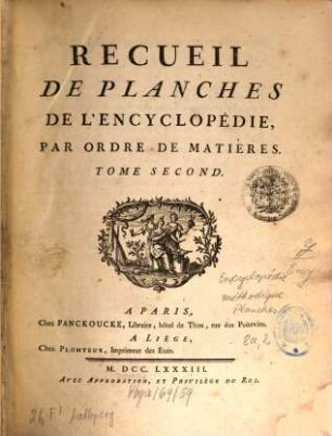 Encyclopédie Méthodique, Ou Par Ordre De Matieres : Par Une Société De Gens De Lettres, De Savants Et D'Artistes ; Précédée d'un Vocabulaire universel, servant de Table pour tout l'Ouvrage, ornée des Portraits de MM. Diderot et D'Alembert, premiers Éditeurs de l'Encyclopédie, [8,a],2. Recueil De Planches De L'Encyclopédie, Par Ordre De Matières ; T. 2 : [Arts et métiers mécaniques]