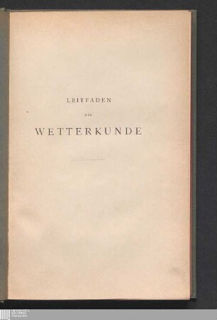 Leitfaden der Wetterkunde