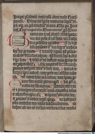 Incipit psalteriu[m] iuxta vsu[m] alme eccl[es]ie Ratisponen[sis]