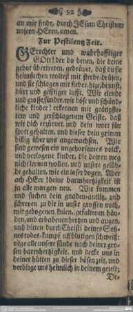 Zur Pestilentz Zeit