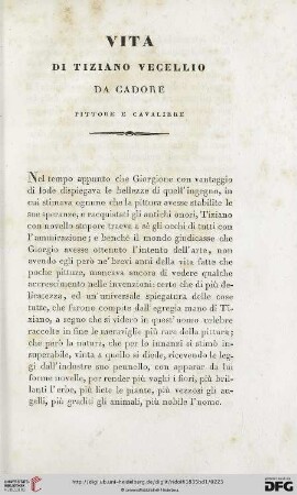 Vita di Tiziano Vecellio da Cardore, pittore e cavaliere