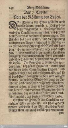 Das 7. Capitel. Vond er Röstung des Ertzes.