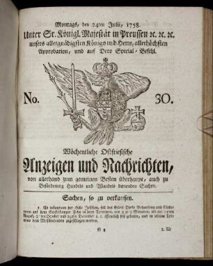 No. 30. Montags, den 24ten Julii, 1758.