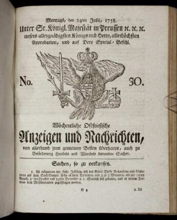 No. 30. Montags, den 24ten Julii, 1758.