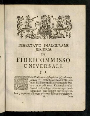 3-16, Dissertatio Inauguralis Juridica De Fideicommisso Universali.