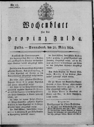 Nr. 12, Ausgabe vom 20. März 1824