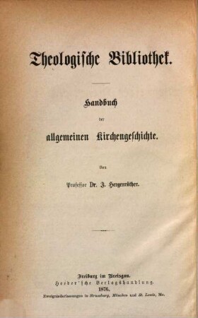 Handbuch der allgemeinen Kirchengeschichte, 1