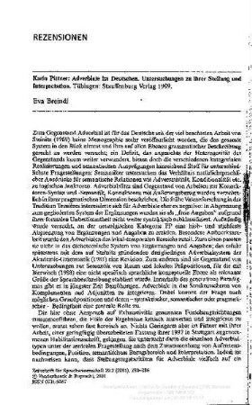 Karin Pittner: Adverbiale im Deutschen : Untersuchungen zu ihrer Stellung und Interpretation, Tübingen : Stauffenburg-Verl., 1999.
