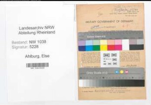 Entnazifizierung Else Ahlburg , geb. 07.08.1897 (Postbeamtin)