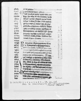 Decretum gratiani glossatum — Initiälchen Q, R und D, Folio 14recto