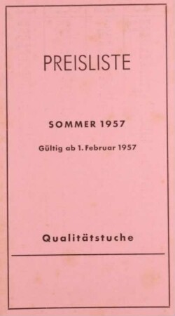 Preisliste (Somer 1957)