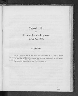 Jahresbericht des Kankenhauskollegiums für das Jahr 1912.