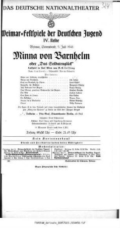 Minna von Barnhelm oder "Das Soldatenglück"