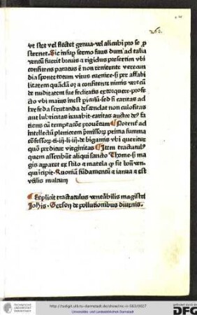 Explicit tractatulus venerabilis magistri Johannis Gerson de pollutionibus diurnis.