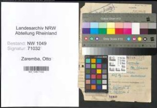 Entnazifizierung Otto Zaremba , geb. 02.07.1899 (Lehrer)