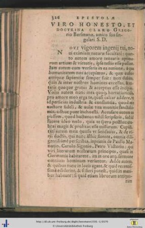 Epistolae ad Gregorium Bersmanum.