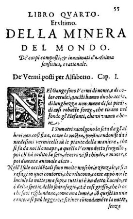 Libro Qvarto et vltimo [...]. Et vltimo. De corpi composti, & inanimati d' Anima sensitiva, erationale.