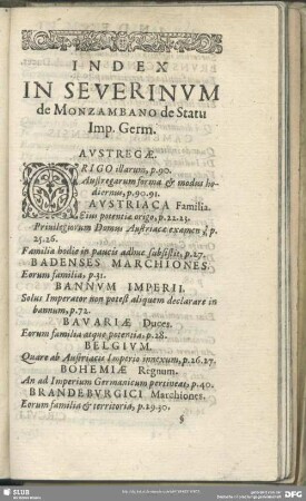 Index In Severinum de Monzambano de Statu Imp. Germ.