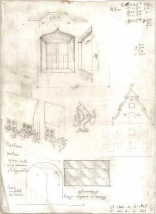 Thiersch, August ; Bauaufnahmen (deutsche Bauernhäuser u.a.) - Rathaus (Details)