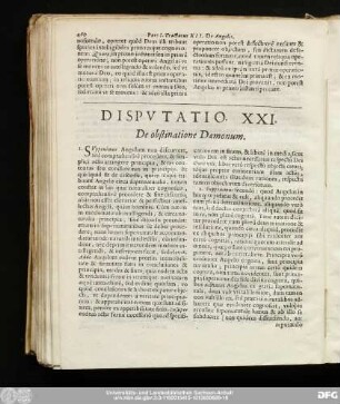 Disputatio XXI. De obstinatione Daemonum.