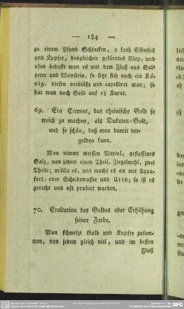 70. Exaltation des Goldes oder Erhöhung seiner Farbe