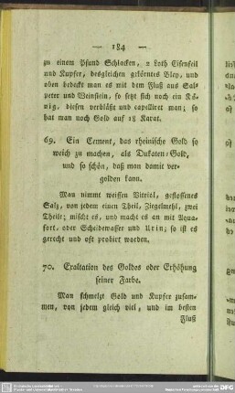 70. Exaltation des Goldes oder Erhöhung seiner Farbe