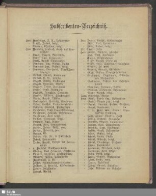 Subscribenten-Verzeichniß
