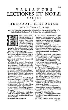 Variantes Lectiones Et Notæ Breves Ad Herodoti Historias [...]
