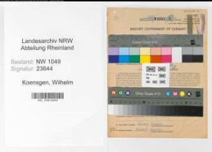 Entnazifizierung Wilhelm Koensgen , geb. 17.09.1905 (Bahnbeamter)