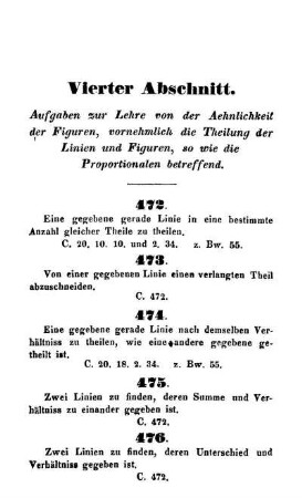 Vierter bis Sechster Abschnitt. Lehre von der Aehnlichkeit der Figuren. Schwerere Aufgaben.