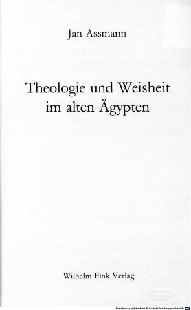 Theologie und Weisheit im alten Ägypten