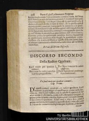 Discorso Secondo Della Radice Quadrata.