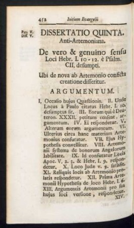 Dissertatio Quinta