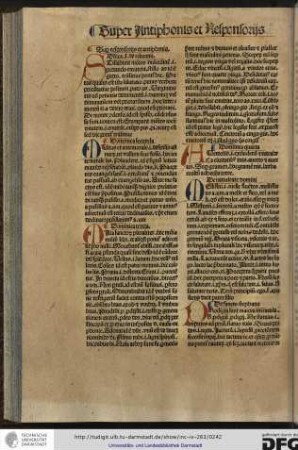 Super responsoriis et antiphonis. Dominica I de adventu.