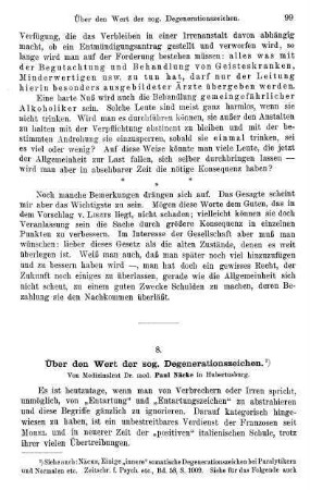 99-111, Über den Wert der sog. Degenerationszeichen