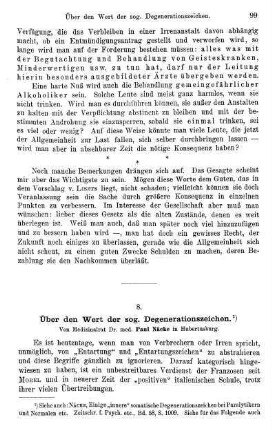 99-111, Über den Wert der sog. Degenerationszeichen