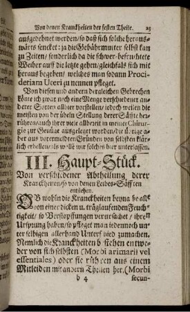 III. Haupt-Stück. Von verschiedener Abtheilung, derer Kranckheiten/ so von denen Leibes-Säfften entstehen