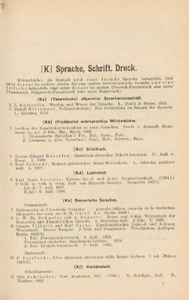 [K] Sprache, Schrift, Druck