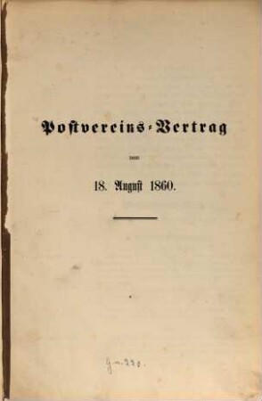 Postvereins-Vertrag vom 18. August 1860