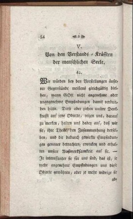 V. Von den Verstands-Kräfften der menschlichen Seele.
