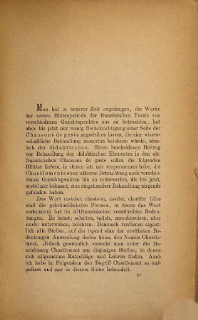 Über die Chastïements in den altfranzösischen Chansons de geste